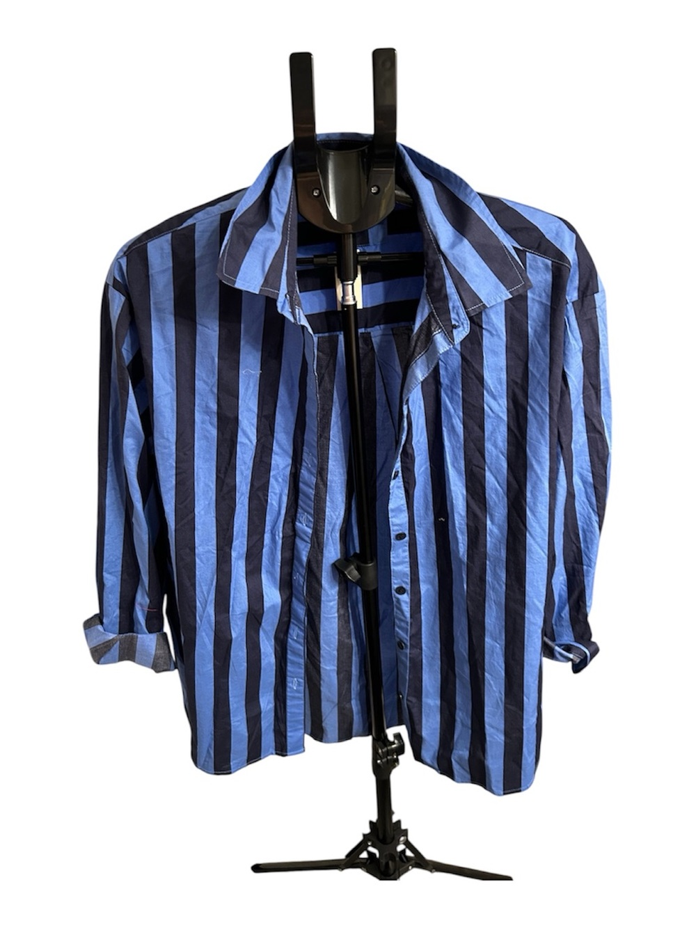NWT Aerie Resort Striped Button Down Shirt Blue Black S
